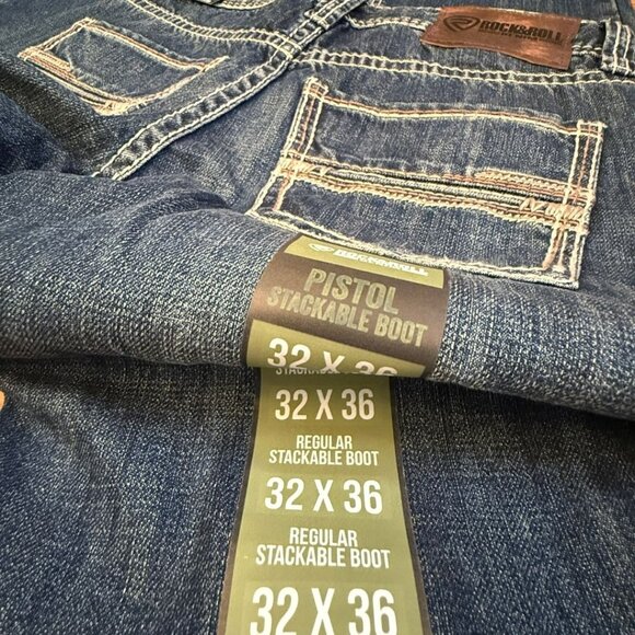 Rock & Roll Denim Men's Pistol Regular Fit Stackable Bootcut Jeans (32x36) NEW - Picture 1 of 7
